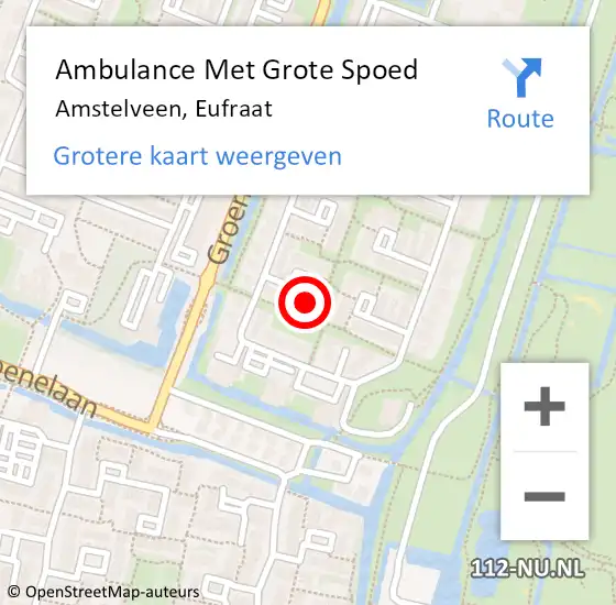 Locatie op kaart van de 112 melding: Ambulance Met Grote Spoed Naar Amstelveen, Eufraat op 17 mei 2023 12:12