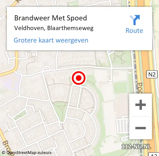 Locatie op kaart van de 112 melding: Brandweer Met Spoed Naar Veldhoven, Blaarthemseweg op 17 mei 2023 12:14