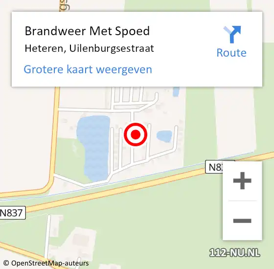 Locatie op kaart van de 112 melding: Brandweer Met Spoed Naar Heteren, Uilenburgsestraat op 17 mei 2023 12:21
