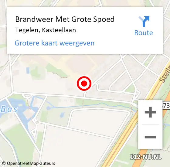 Locatie op kaart van de 112 melding: Brandweer Met Grote Spoed Naar Tegelen, Kasteellaan op 17 mei 2023 12:32