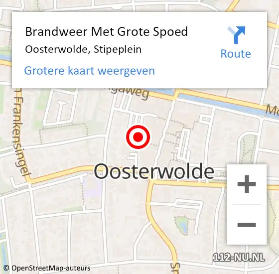 Locatie op kaart van de 112 melding: Brandweer Met Grote Spoed Naar Oosterwolde, Stipeplein op 17 mei 2023 13:01