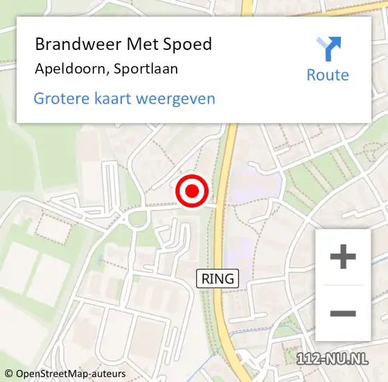 Locatie op kaart van de 112 melding: Brandweer Met Spoed Naar Apeldoorn, Sportlaan op 17 mei 2023 13:08