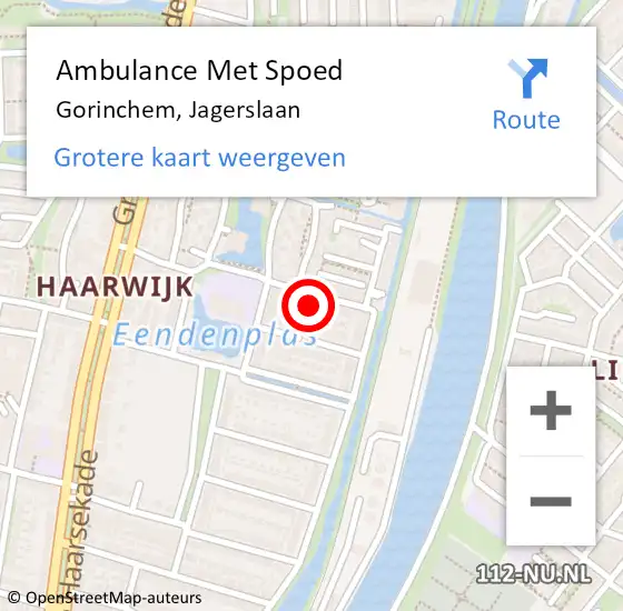 Locatie op kaart van de 112 melding: Ambulance Met Spoed Naar Gorinchem, Jagerslaan op 17 mei 2023 13:10