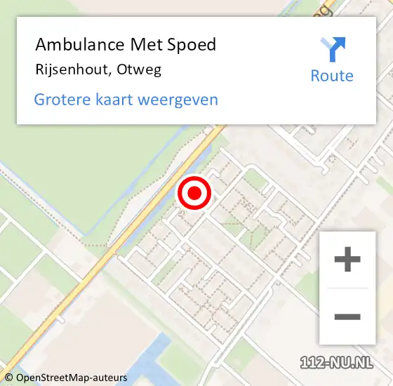 Locatie op kaart van de 112 melding: Ambulance Met Spoed Naar Rijsenhout, Otweg op 17 mei 2023 13:10