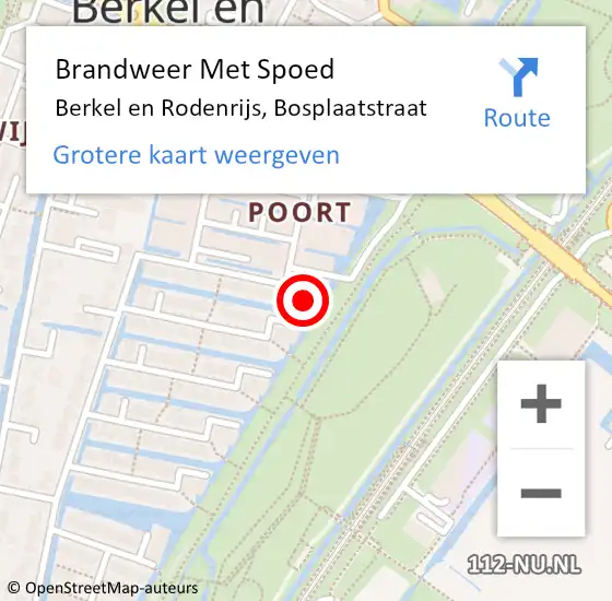 Locatie op kaart van de 112 melding: Brandweer Met Spoed Naar Berkel en Rodenrijs, Bosplaatstraat op 17 mei 2023 13:13