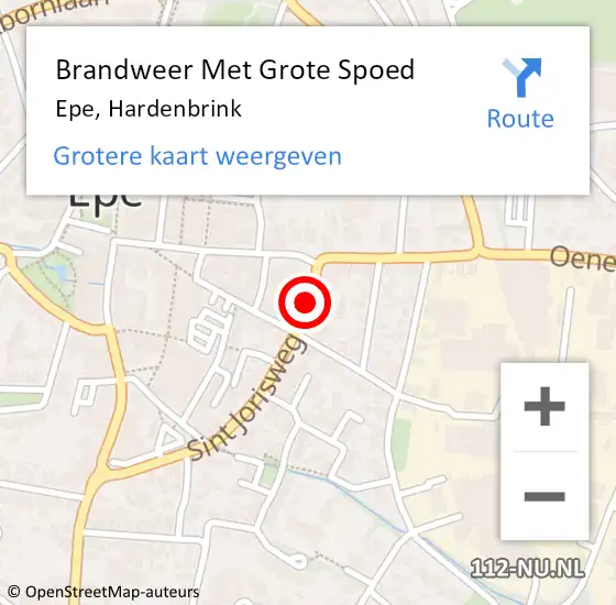 Locatie op kaart van de 112 melding: Brandweer Met Grote Spoed Naar Epe, Hardenbrink op 25 augustus 2014 18:30