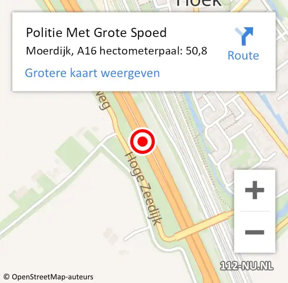 Locatie op kaart van de 112 melding: Politie Met Grote Spoed Naar Moerdijk, A16 hectometerpaal: 50,8 op 17 mei 2023 13:46