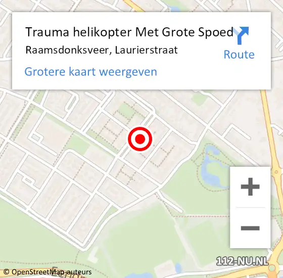 Locatie op kaart van de 112 melding: Trauma helikopter Met Grote Spoed Naar Raamsdonksveer, Laurierstraat op 17 mei 2023 13:51