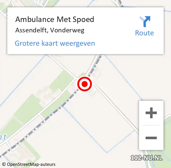 Locatie op kaart van de 112 melding: Ambulance Met Spoed Naar Assendelft, Vonderweg op 17 mei 2023 14:21