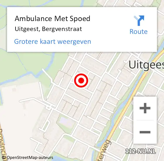 Locatie op kaart van de 112 melding: Ambulance Met Spoed Naar Uitgeest, Bergvenstraat op 17 mei 2023 14:37