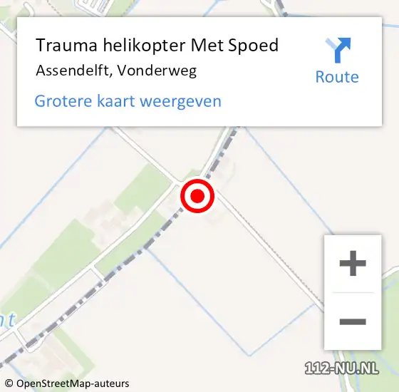 Locatie op kaart van de 112 melding: Trauma helikopter Met Spoed Naar Assendelft, Vonderweg op 17 mei 2023 14:46