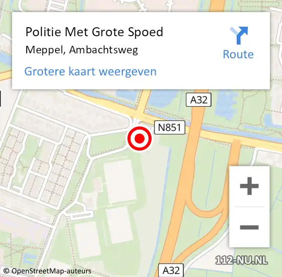 Locatie op kaart van de 112 melding: Politie Met Grote Spoed Naar Meppel, Ambachtsweg op 17 mei 2023 15:02