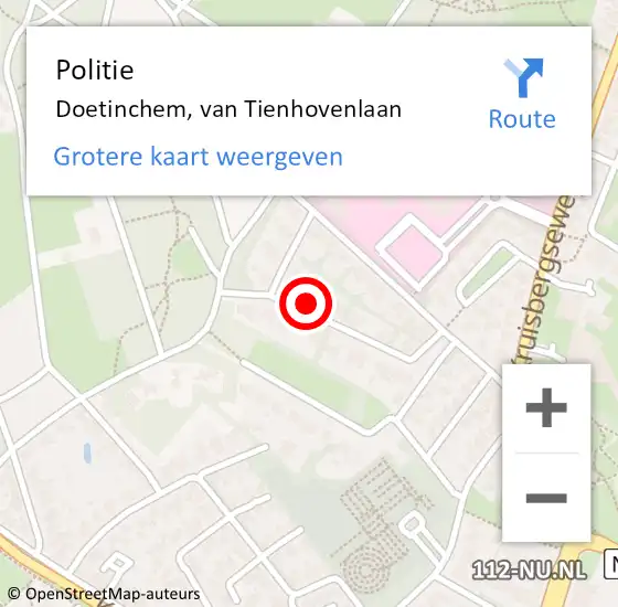 Locatie op kaart van de 112 melding: Politie Doetinchem, van Tienhovenlaan op 17 mei 2023 16:06