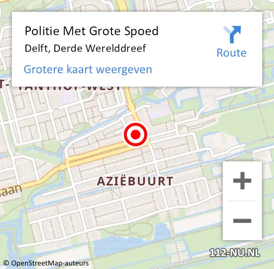 Locatie op kaart van de 112 melding: Politie Met Grote Spoed Naar Delft, Derde Werelddreef op 17 mei 2023 16:06