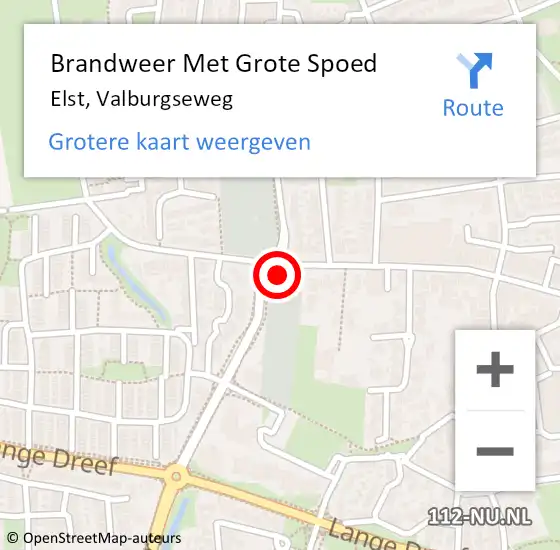 Locatie op kaart van de 112 melding: Brandweer Met Grote Spoed Naar Elst, Valburgseweg op 17 mei 2023 16:23