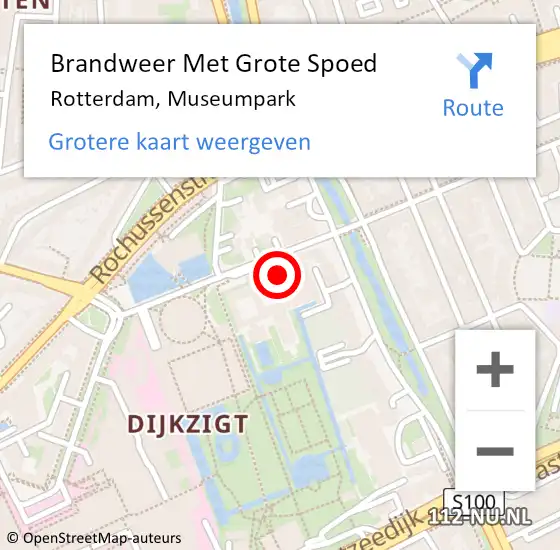 Locatie op kaart van de 112 melding: Brandweer Met Grote Spoed Naar Rotterdam, Museumpark op 17 mei 2023 16:27