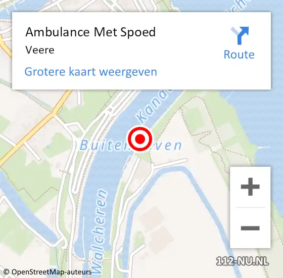 Locatie op kaart van de 112 melding: Ambulance Met Spoed Naar Veere op 17 mei 2023 16:40