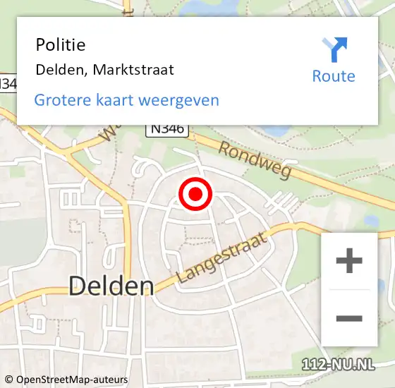 Locatie op kaart van de 112 melding: Politie Delden, Marktstraat op 17 mei 2023 16:58
