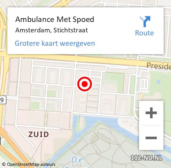 Locatie op kaart van de 112 melding: Ambulance Met Spoed Naar Amsterdam, Stichtstraat op 17 mei 2023 17:09