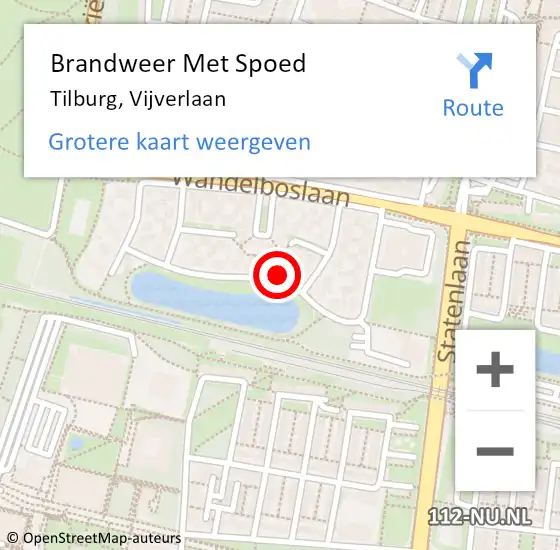 Locatie op kaart van de 112 melding: Brandweer Met Spoed Naar Tilburg, Vijverlaan op 17 mei 2023 17:21