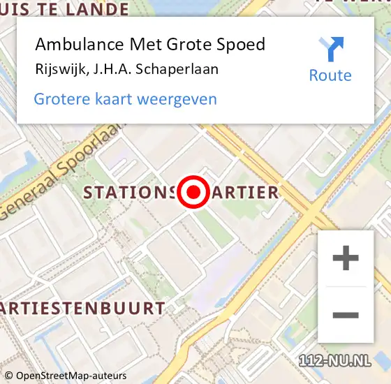 Locatie op kaart van de 112 melding: Ambulance Met Grote Spoed Naar Rijswijk, J.H.A. Schaperlaan op 17 mei 2023 17:31