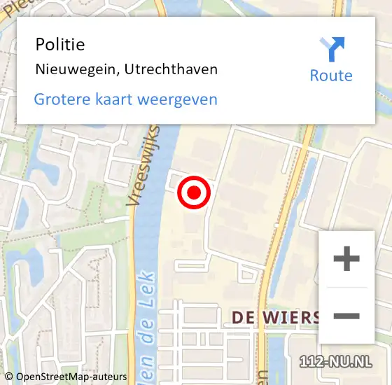 Locatie op kaart van de 112 melding: Politie Nieuwegein, Utrechthaven op 17 mei 2023 17:46