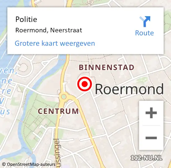 Locatie op kaart van de 112 melding: Politie Roermond, Neerstraat op 17 mei 2023 17:47