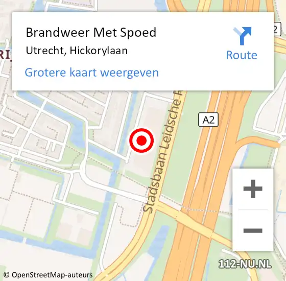 Locatie op kaart van de 112 melding: Brandweer Met Spoed Naar Utrecht, Hickorylaan op 17 mei 2023 17:54