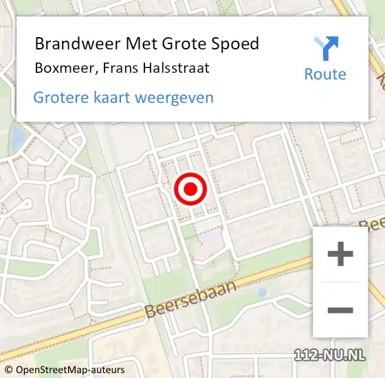 Locatie op kaart van de 112 melding: Brandweer Met Grote Spoed Naar Boxmeer, Frans Halsstraat op 17 mei 2023 17:59