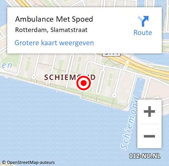 Locatie op kaart van de 112 melding: Ambulance Met Spoed Naar Rotterdam, Slamatstraat op 17 mei 2023 18:02