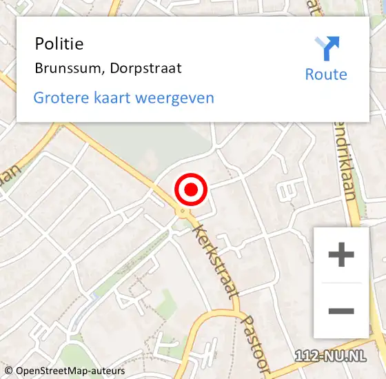 Locatie op kaart van de 112 melding: Politie Brunssum, Dorpstraat op 17 mei 2023 18:06