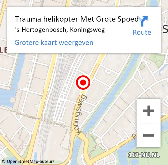 Locatie op kaart van de 112 melding: Trauma helikopter Met Grote Spoed Naar 's-Hertogenbosch, Koningsweg op 17 mei 2023 18:07