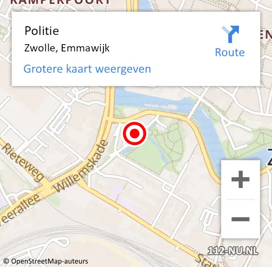 Locatie op kaart van de 112 melding: Politie Zwolle, Emmawijk op 17 mei 2023 18:13