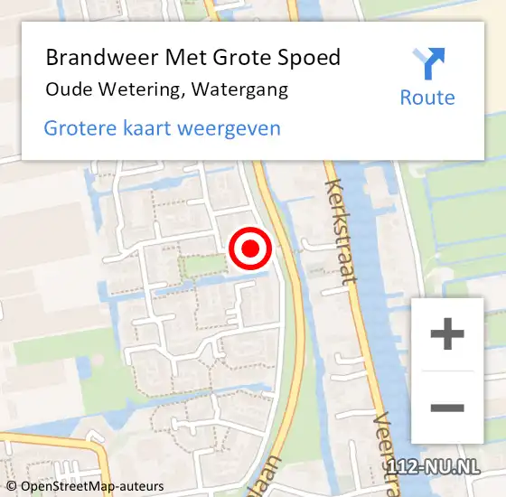 Locatie op kaart van de 112 melding: Brandweer Met Grote Spoed Naar Oude Wetering, Watergang op 17 mei 2023 18:21