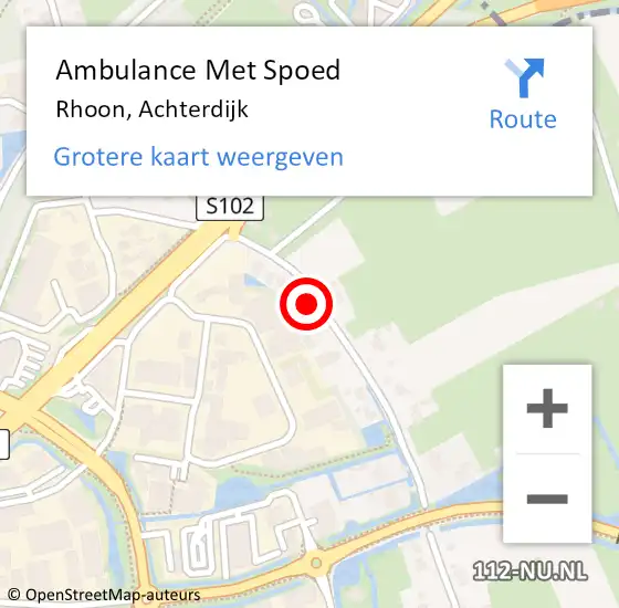 Locatie op kaart van de 112 melding: Ambulance Met Spoed Naar Rhoon, Achterdijk op 17 mei 2023 18:44