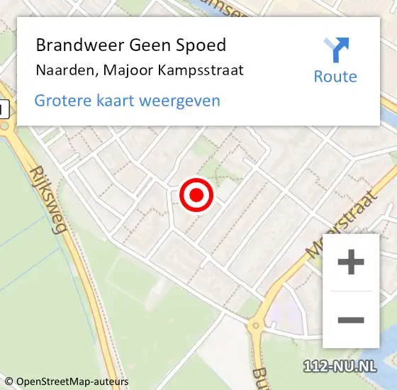 Locatie op kaart van de 112 melding: Brandweer Geen Spoed Naar Naarden, Majoor Kampsstraat op 17 mei 2023 18:58