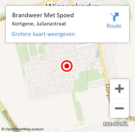 Locatie op kaart van de 112 melding: Brandweer Met Spoed Naar Kortgene, Julianastraat op 17 mei 2023 19:00