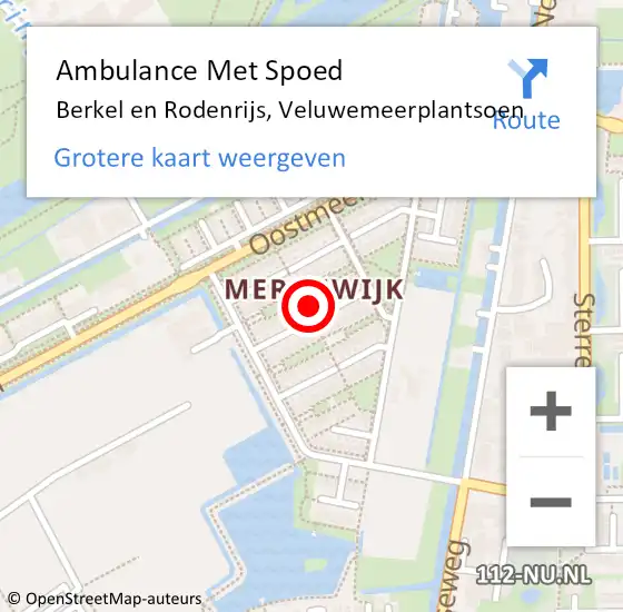 Locatie op kaart van de 112 melding: Ambulance Met Spoed Naar Berkel en Rodenrijs, Veluwemeerplantsoen op 17 mei 2023 19:03
