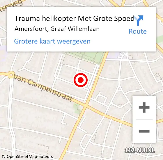 Locatie op kaart van de 112 melding: Trauma helikopter Met Grote Spoed Naar Amersfoort, Graaf Willemlaan op 17 mei 2023 19:24