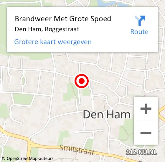 Locatie op kaart van de 112 melding: Brandweer Met Grote Spoed Naar Den Ham, Roggestraat op 17 mei 2023 19:41