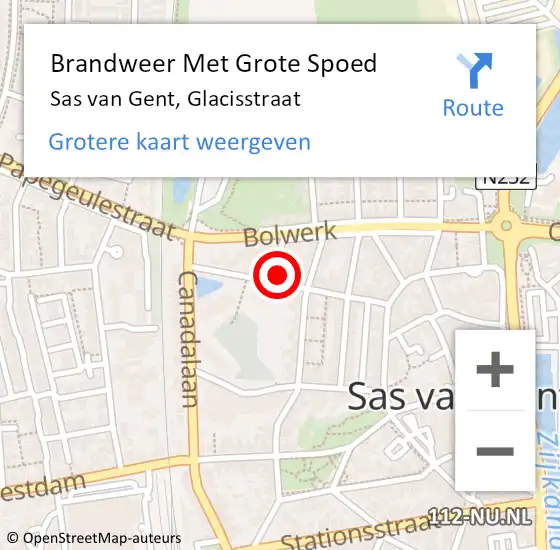 Locatie op kaart van de 112 melding: Brandweer Met Grote Spoed Naar Sas van Gent, Glacisstraat op 17 mei 2023 19:53