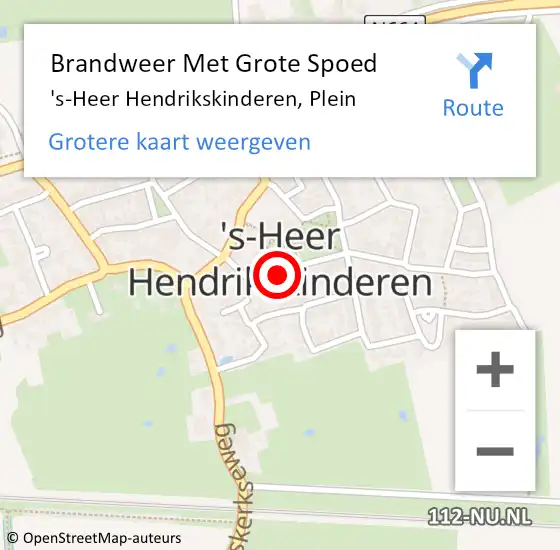 Locatie op kaart van de 112 melding: Brandweer Met Grote Spoed Naar 's-Heer Hendrikskinderen, Plein op 17 mei 2023 19:59