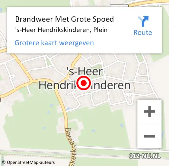 Locatie op kaart van de 112 melding: Brandweer Met Grote Spoed Naar 's-Heer Hendrikskinderen, Plein op 17 mei 2023 20:07