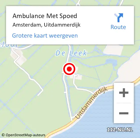 Locatie op kaart van de 112 melding: Ambulance Met Spoed Naar Amsterdam, Uitdammerdijk op 17 mei 2023 20:39