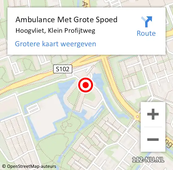 Locatie op kaart van de 112 melding: Ambulance Met Grote Spoed Naar Hoogvliet, Klein Profijtweg op 17 mei 2023 20:45