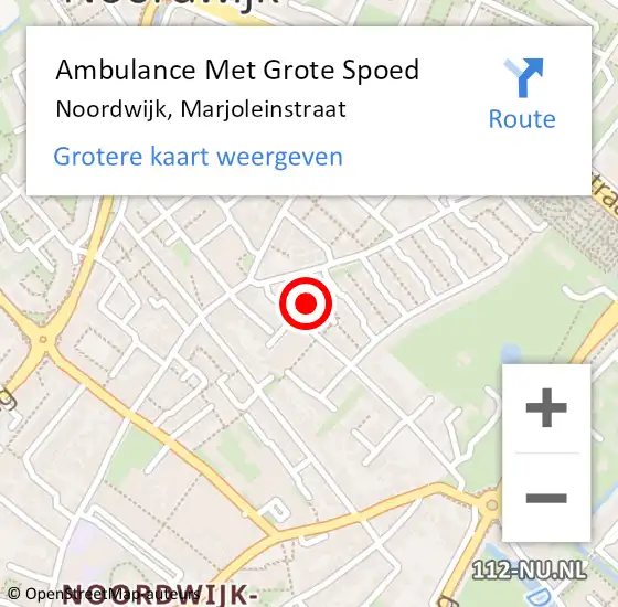 Locatie op kaart van de 112 melding: Ambulance Met Grote Spoed Naar Noordwijk, Marjoleinstraat op 17 mei 2023 20:55