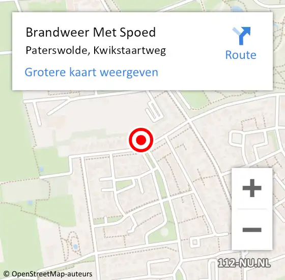 Locatie op kaart van de 112 melding: Brandweer Met Spoed Naar Paterswolde, Kwikstaartweg op 17 mei 2023 21:12