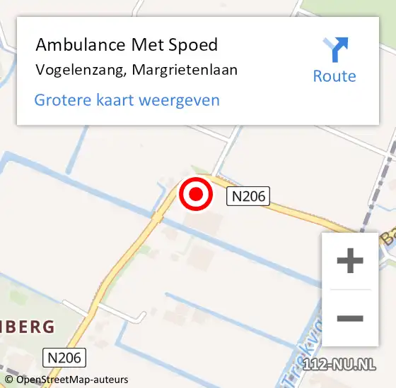 Locatie op kaart van de 112 melding: Ambulance Met Spoed Naar Vogelenzang, Margrietenlaan op 17 mei 2023 21:18