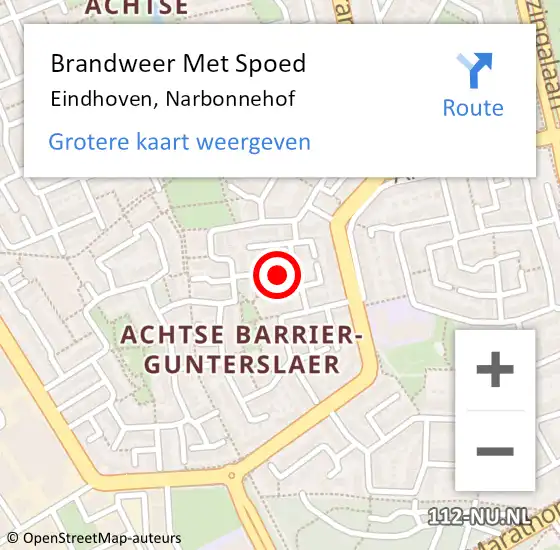 Locatie op kaart van de 112 melding: Brandweer Met Spoed Naar Eindhoven, Narbonnehof op 17 mei 2023 21:21