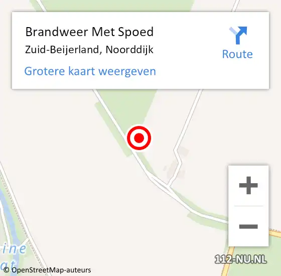 Locatie op kaart van de 112 melding: Brandweer Met Spoed Naar Zuid-Beijerland, Noorddijk op 17 mei 2023 22:08